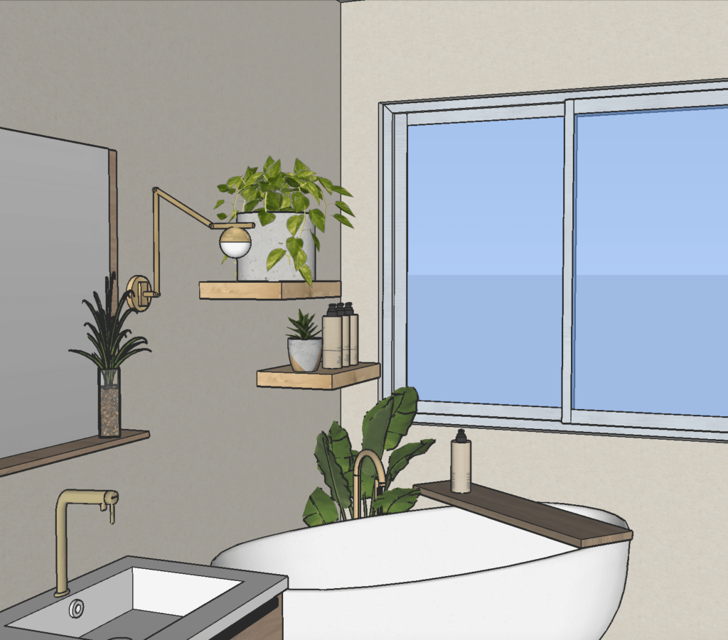 salle de bain - vue baignoire ilot et fenêtre