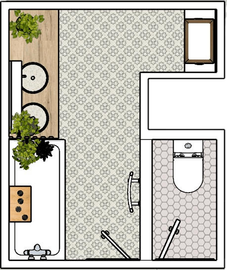 plan 2D salle de bain nature